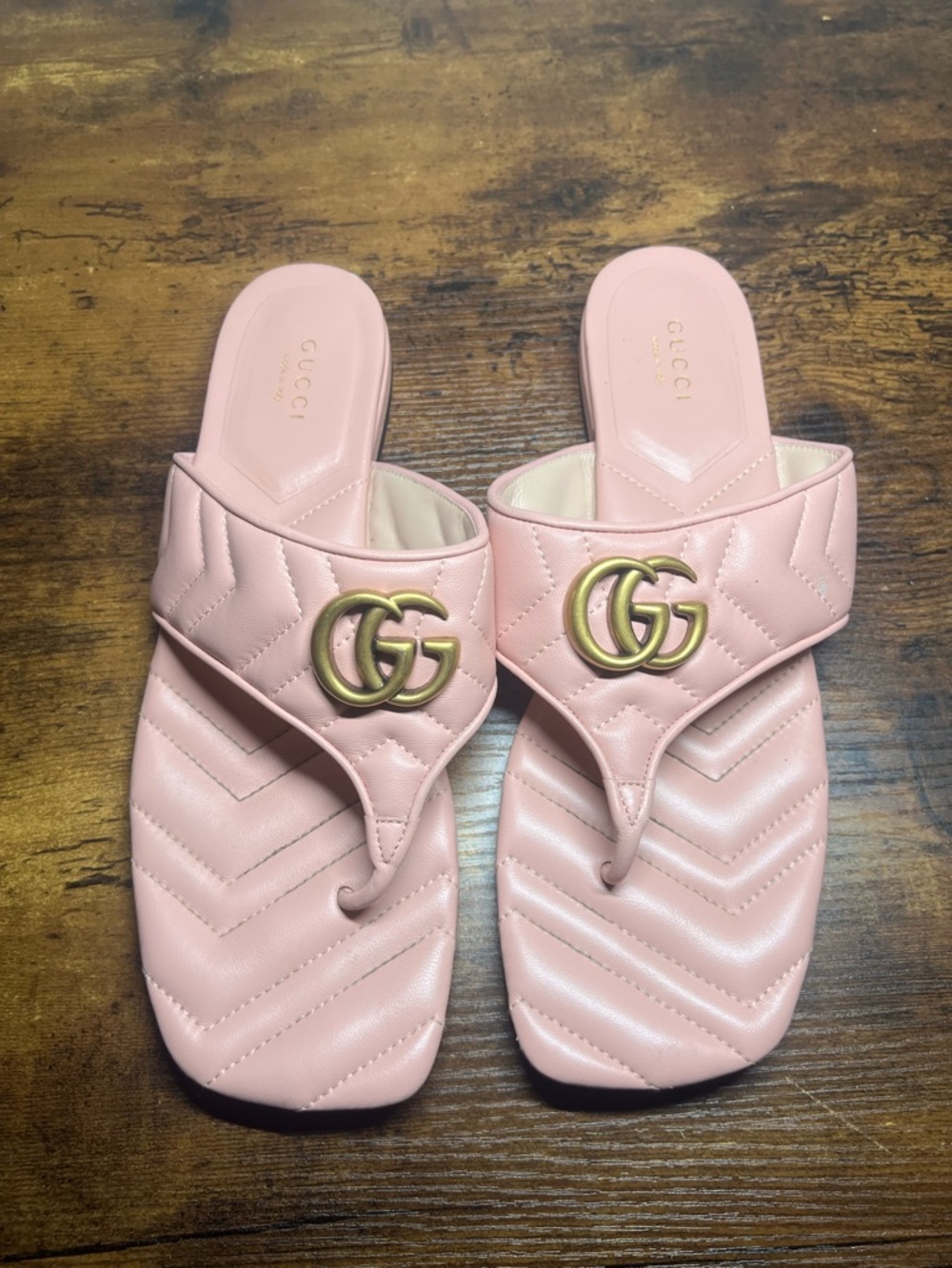 Gucci Pink Marmont Quilted Leather Thong Sandal perfect pink 39.5 - Picture 8 of 10